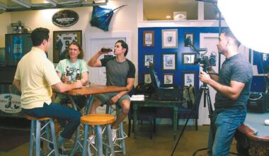 The cast and crew of ‘Port A’ filmed a scene at Stingray’s Tap House and Grill in May 2025. Free screenings of two movies filmed here will be shown Saturday. South Jetty photo