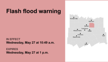 UPDATE: The current flash flood warning for Collin County will be expiring at 1 p.m.