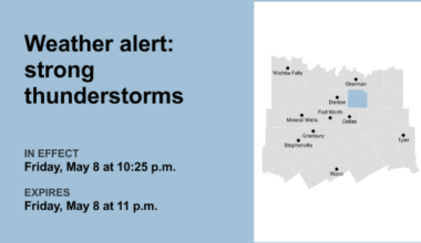 Thunderstorms with penny-sized hail in Collin County Friday - gusts may reach 40 mph