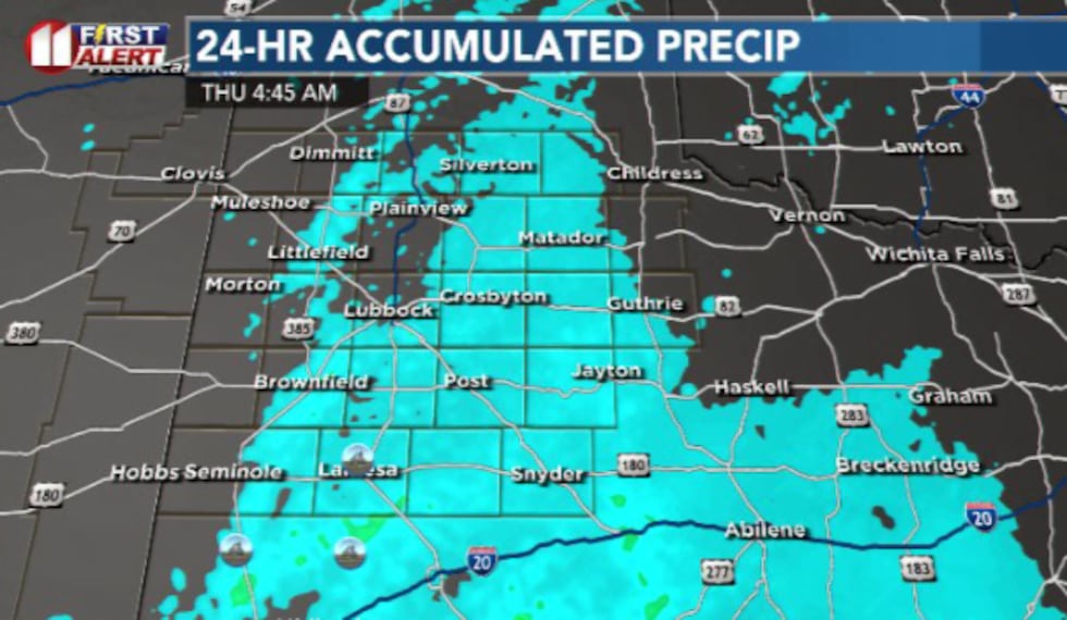 A good soaking for a large portion of the South Plains yesterday. More possible today