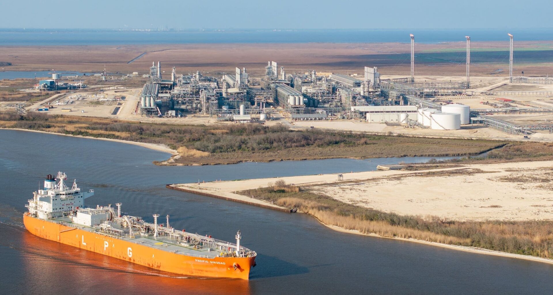 Above, a liquefied natural gas plant in Cameron, Louisiana, seen in February 2025. States around the Gulf Coast have seen big investment in LNG infrastructure.