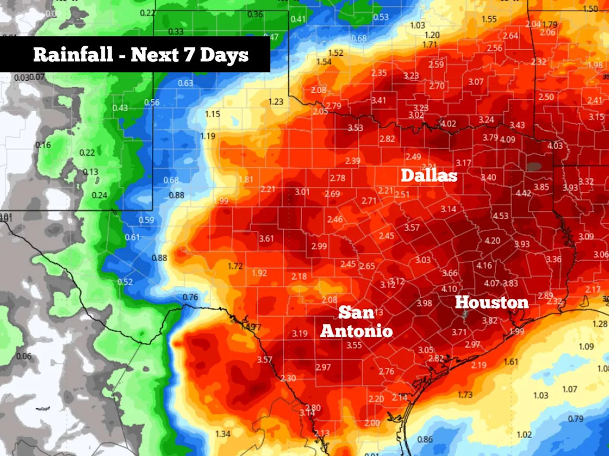 Texas facing a rising flood threat this week. Here's how much rain to expect.
