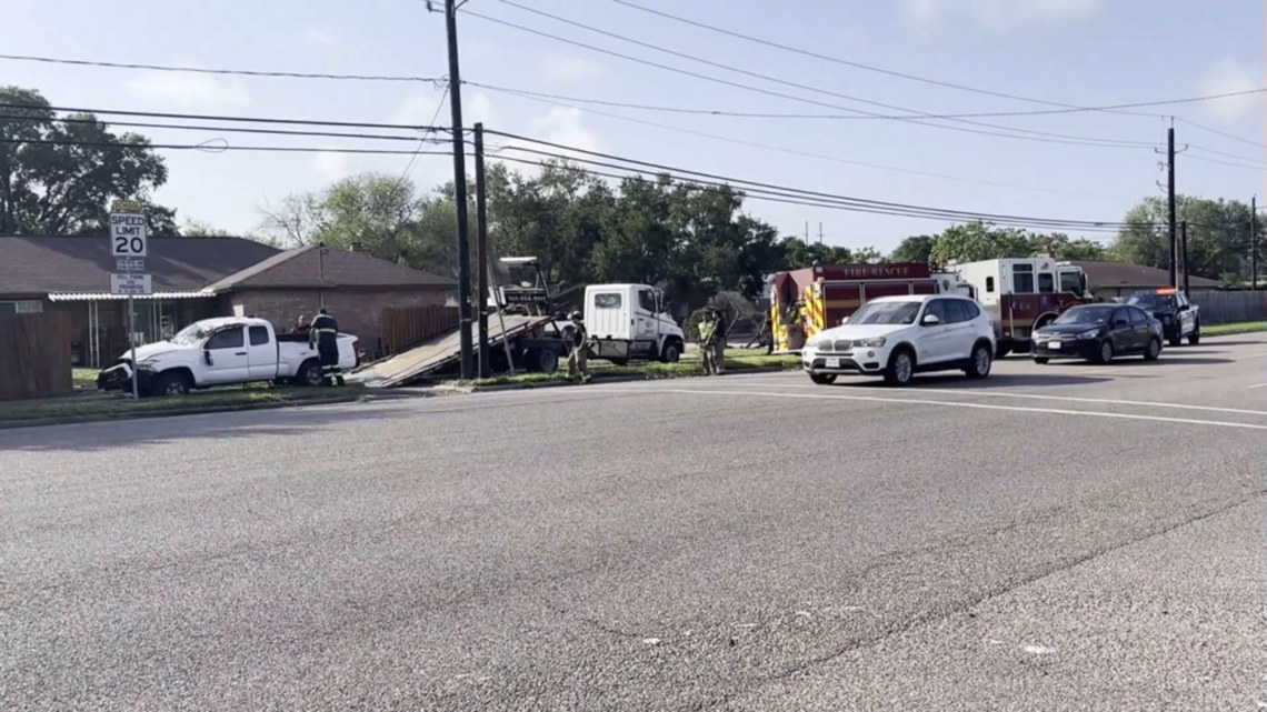 Truck flips into Southside home fence after crash on Weber Road