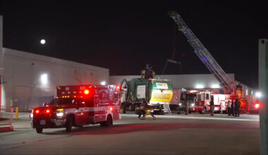 Houston man trapped inside garbage truck rescued by firefighters
