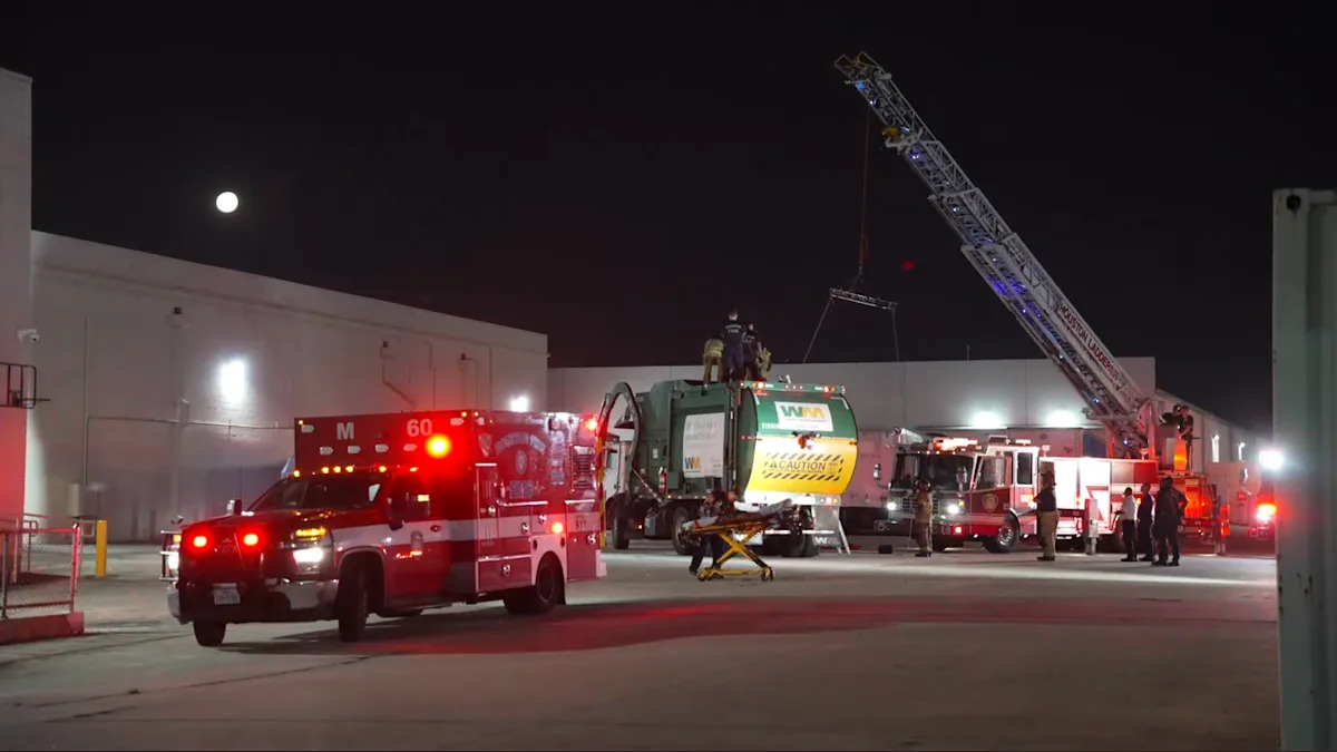 Houston man trapped inside garbage truck rescued by firefighters