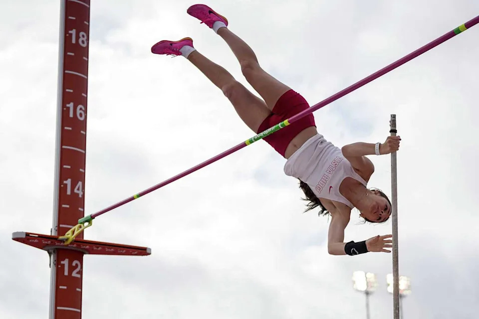 Vista Ridge athlete Marianne Zorrilla (3793) competes in the pole vault at the Clyde Littlefield Texas Relays at Mike A. Myers Stadium on Saturday, March 29, 2025. (Aaron E. Martinez/American-Statesman)