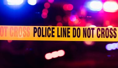 <div>Accident or crime scene cordon tape, police line do not cross. via Getty Images</div>