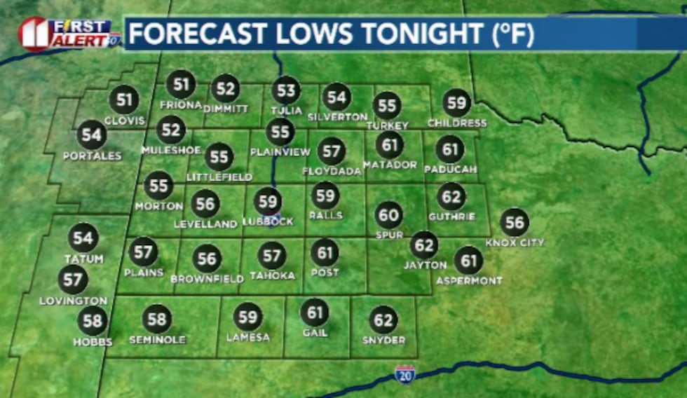Temperatures will drop into the mid 50s and lower 60s tonight