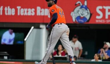 Yordan Alvarez homers twice for 2nd consecutive game to help Astros beat Rangers 4-3