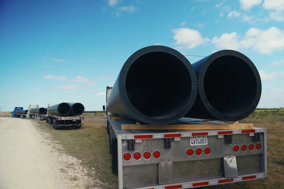 Pipeline material began arriving in early March to the site of Corpus Christi's Evangeline groundwater project on the hopes that a judge would dismiss Sinton's challenge and clear the way for pumping to begin. (Courtesy of Peter Zanoni/City of Corpus Christi)