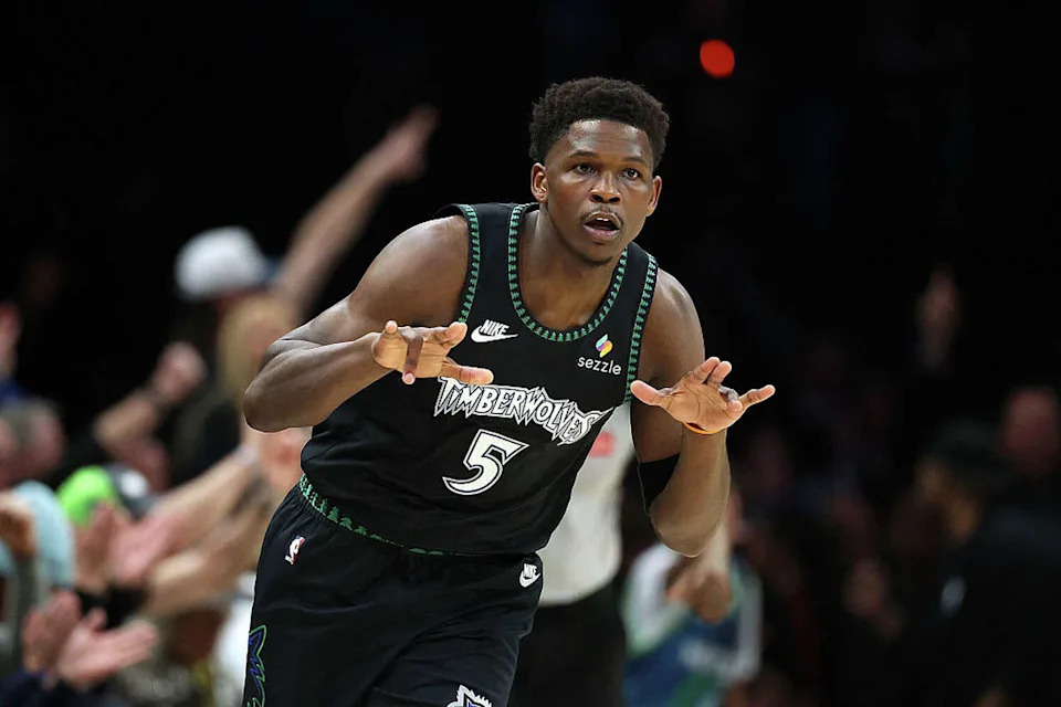 Will <a class="link " href="https://sports.yahoo.com/nba/players/6355/" data-i13n="sec:content-canvas;subsec:anchor_text;elm:context_link" data-ylk="slk:Anthony Edwards;sec:content-canvas;subsec:anchor_text;elm:context_link;itc:0" data-yga="{"yLinkElement":"context_link","yModuleName":"content-canvas","yLinkText":"Anthony Edwards","ySubModuleName":"anchor_text","yHasCommerce":false}">Anthony Edwards</a> be cleared in time to play the Spurs in the Western Conference Semifinals? (David Berding/Getty Images)