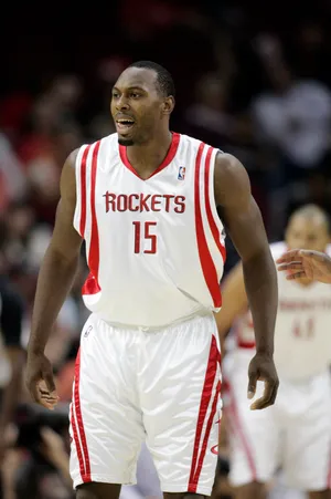 Jan 25, 2010; Houston, TX, USA; Houston Rockets forward Joey Dorsey (15) in action against the Atlanta Hawks in the fourth quarter at the Toyota Center. The Hawks defeated the Rockets 102-95. Mandatory Credit: Brett Davis-USA TODAY Sports