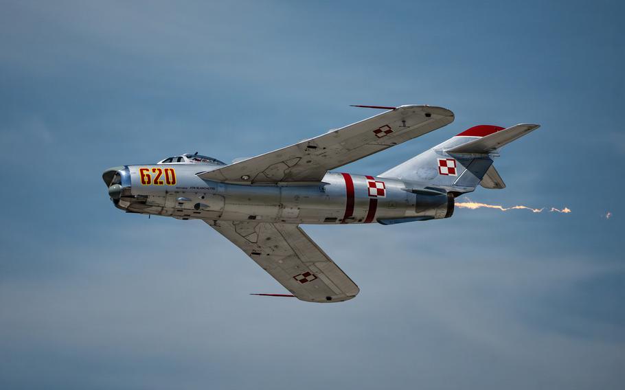 The aircraft in flight.