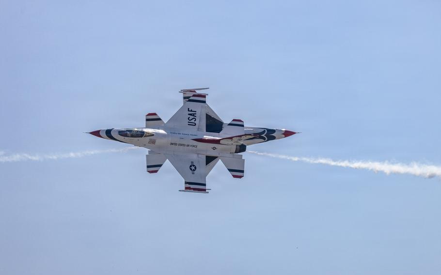 Two aircraft cross paths with each other.