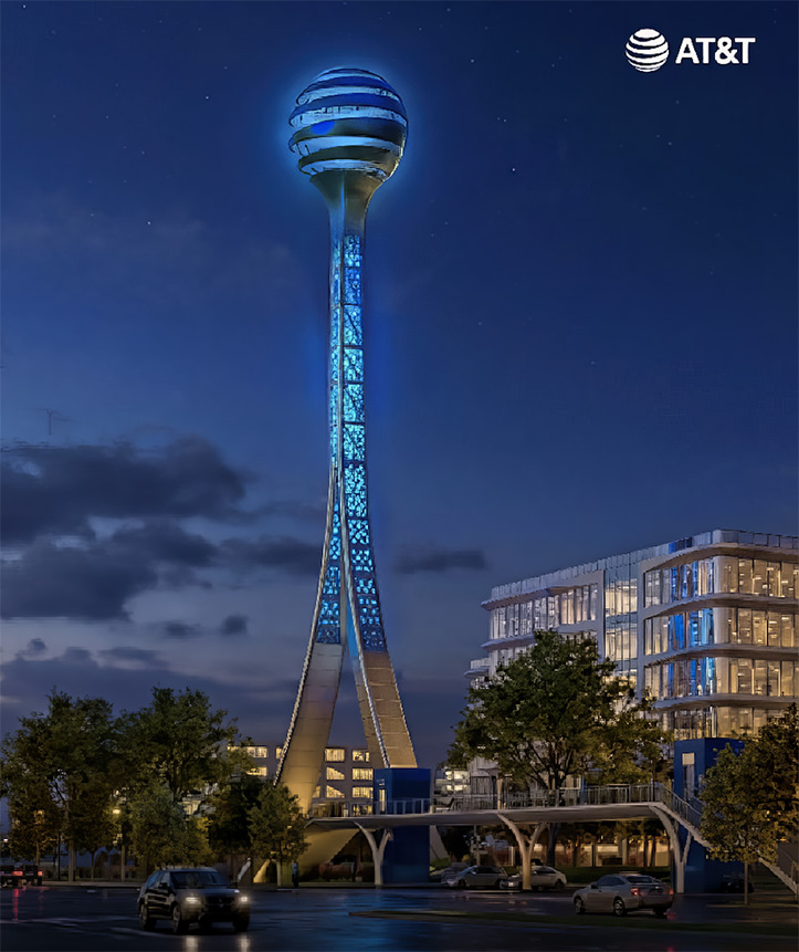 AT&T’s $1.35 Billion Plano headquarters takes shape with its most visible feature a 280-foot corporate icon cell tower