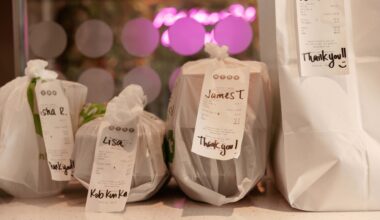 take out bags at a Thai restaurant