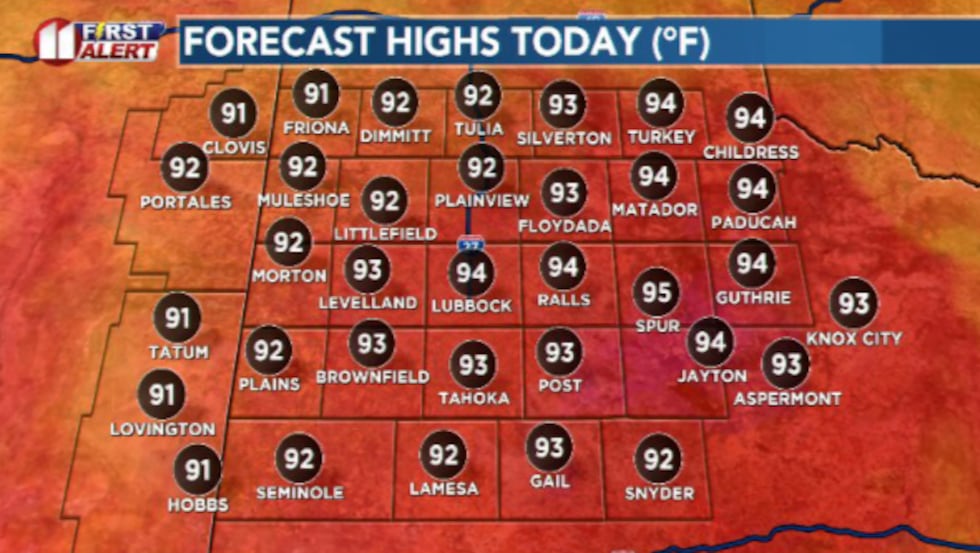 A toasty afternoon is in store for the entire area