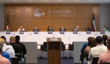 The El Paso Independent School District Board of Trustees opens a meeting on May 19, 2026. The board was told by external auditors Tuesday that the district needs to make sweeping changes after it ran a $52.8 million deficit this year.