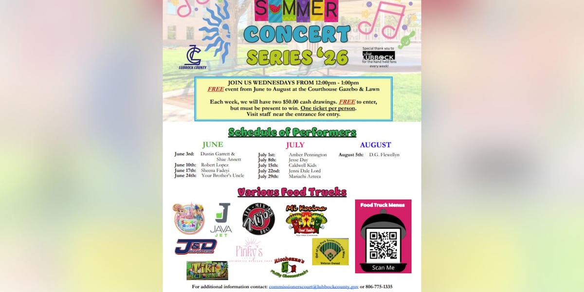 Lubbock County announces free summer concert series