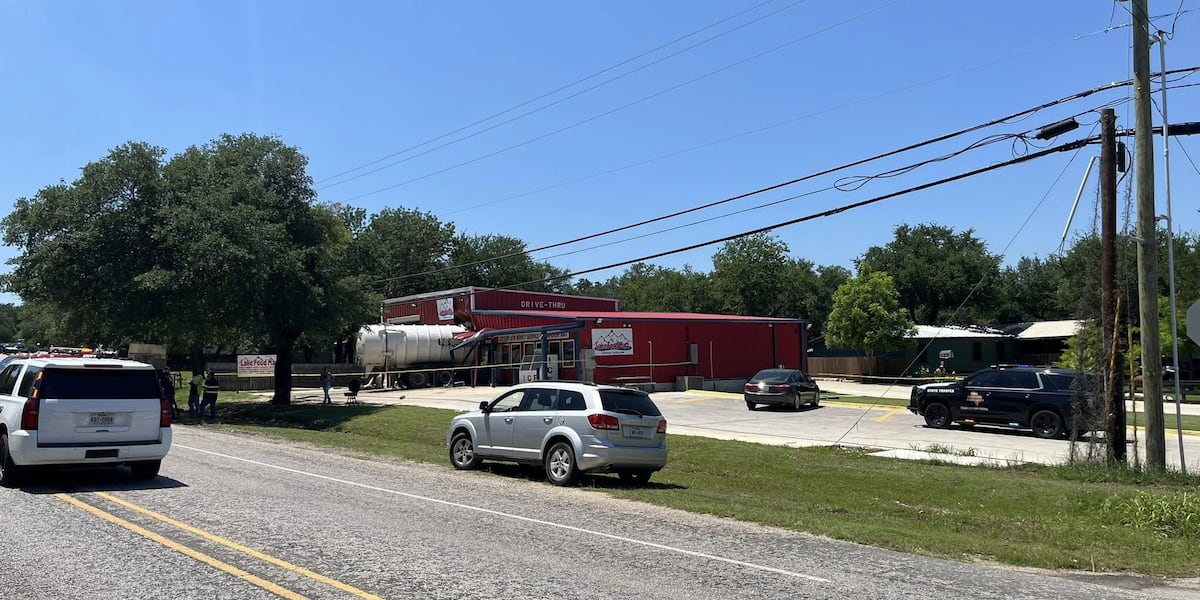 One dead after collision that sent large service truck into food mart near Belton, Texas