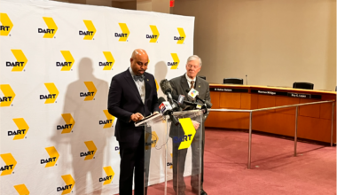 DART Chair Randall Bryant speaks at a press conference following Highland Park's vote.