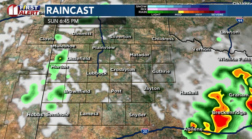 Future cast of potential rain later