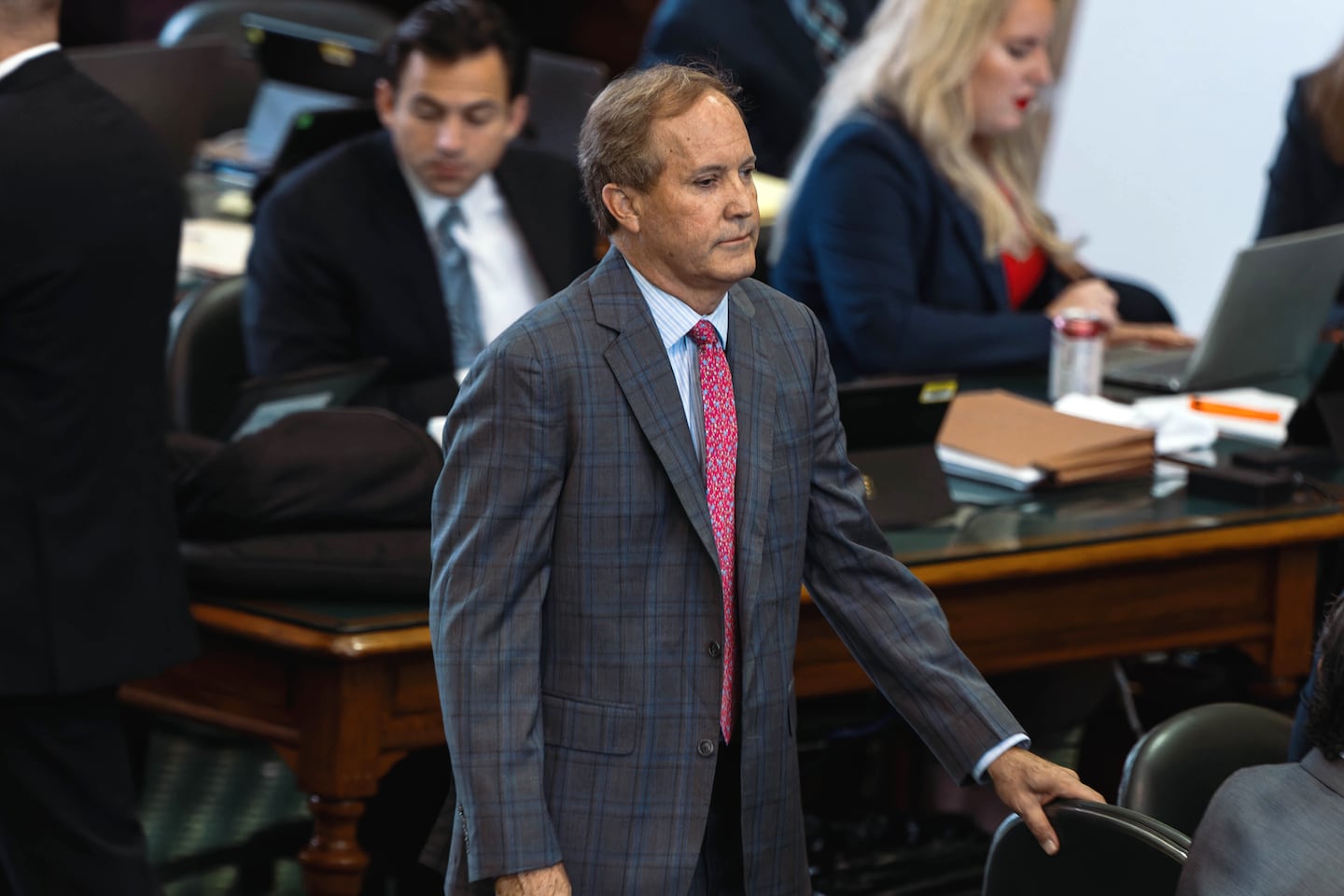 Texas Attorney General Ken Paxton attended the final day of his impeachment trial, at the State Capitol in Austin on Sept. 15, 2023. 