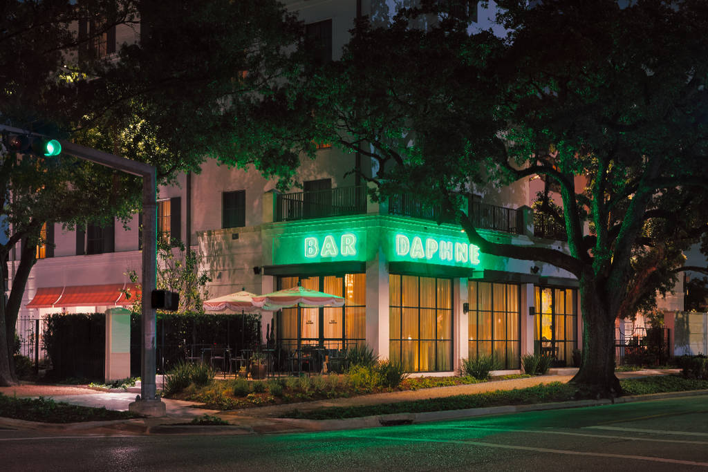 Image shows the exterior of Bar Daphne in Houston. 