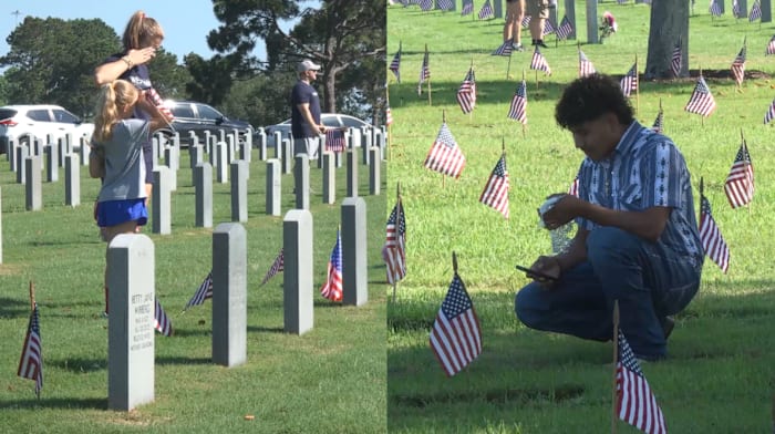 Local volunteer groups hosts flag planting at Houston National Cemetery ahead of Memorial Day