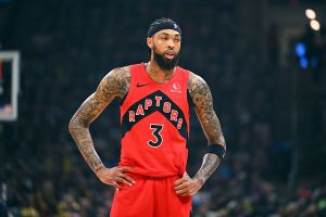 CLEVELAND, OHIO - APRIL 18: Brandon Ingram #3 of the Toronto Raptors waits during the first quarter of Game One of the Eastern Conference First Round NBA Playoffs against the Cleveland Cavaliers at Rocket Arena on April 18, 2026 in Cleveland, Ohio. NOTE TO USER: User expressly acknowledges and agrees that, by downloading and or using this photograph, User is consenting to the terms and conditions of the Getty Images License Agreement. (Photo by Jason Miller/Getty Images)