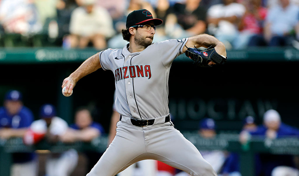 ARLINGTON, TEXAS - MAY 12: Zac Gallen #23 of the Arizona Diamondbacks pitches against the Texas Rangers during the second inning at Globe Life Field on May 12, 2026 in Arlington, Texas. (Photo by Ron Jenkins/Getty Images)