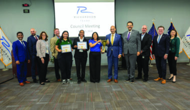 Photo of Richardson City Council with representatives from UT Dallas and the Healthier Texas Community Challenge