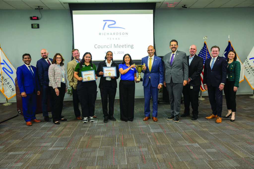 Photo of Richardson City Council with representatives from UT Dallas and the Healthier Texas Community Challenge