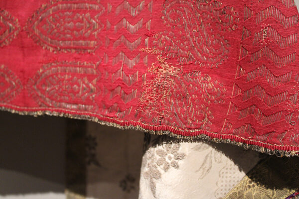 A detail photograph of a 16th/17th century silk veil.