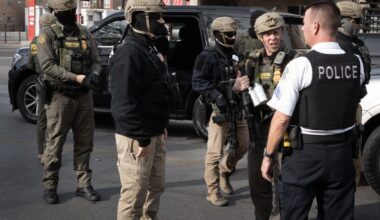 ICE agents and police