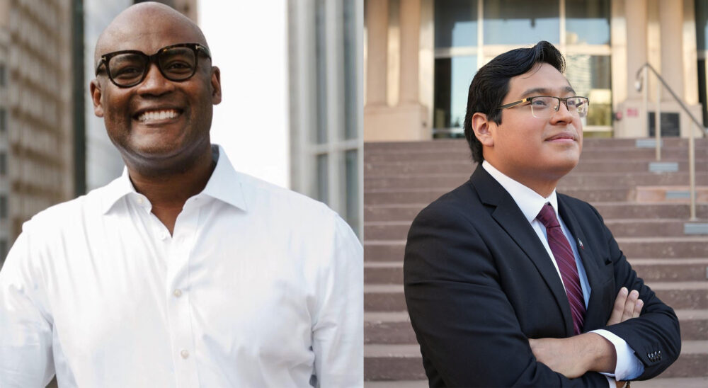 Darrell Jordan (left) and Jose "Alex" Maldonado (right) will face off in a May 2026 primary run off race for Harris County District Clerk.