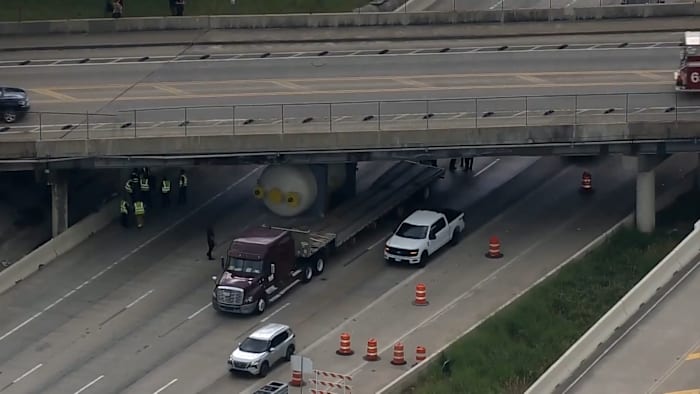 It’s happened again — tanker truck strikes Houston Avenue bridge on Katy Freeway