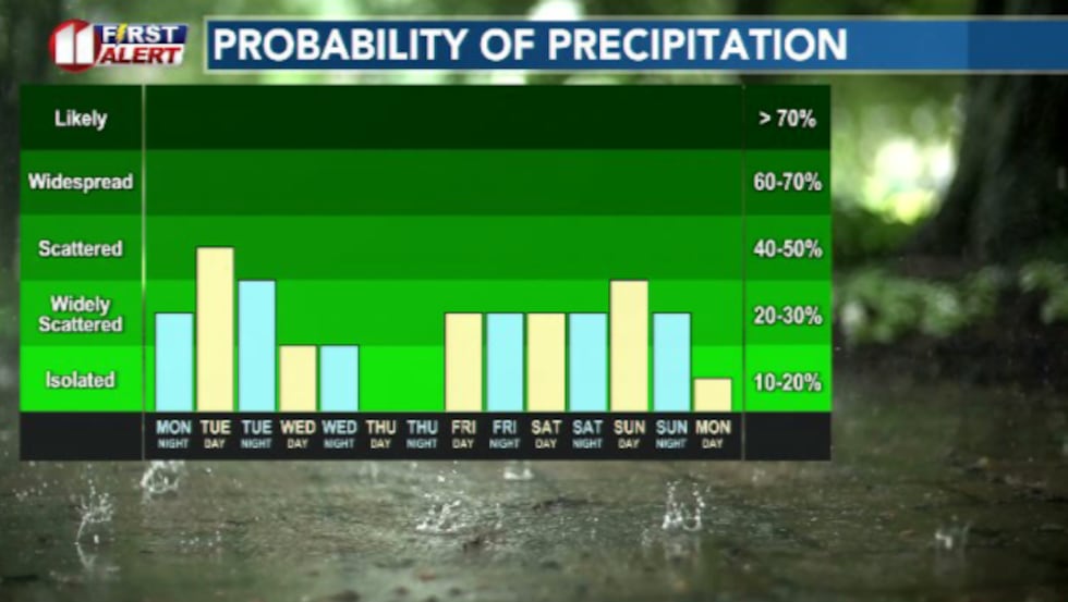 Widespread rain is anticipated Tuesday, with more chances of rain heading our way next weekend