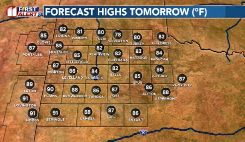 We'll see high temperatures remain close to seasonal in the 80s and lower 90s.