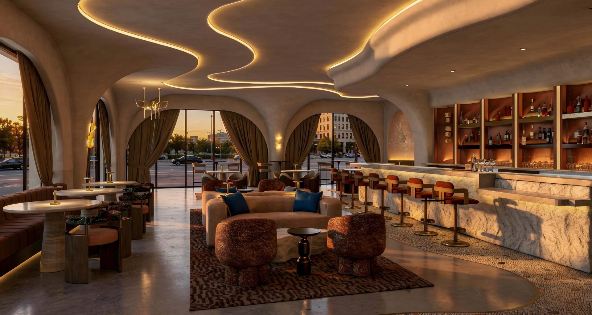 A rendering of Lumis lounge.