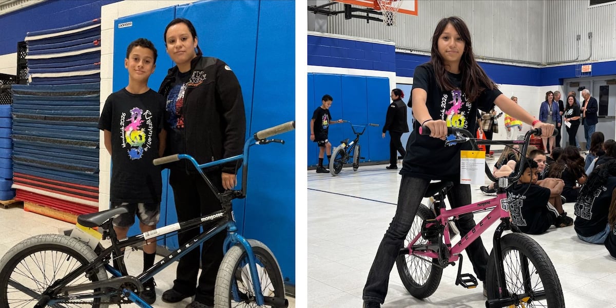 Lubbock fifth graders with perfect attendance receive bikes from Rotary Club