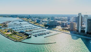 Aerial view of downtown Corpus Christi, TX