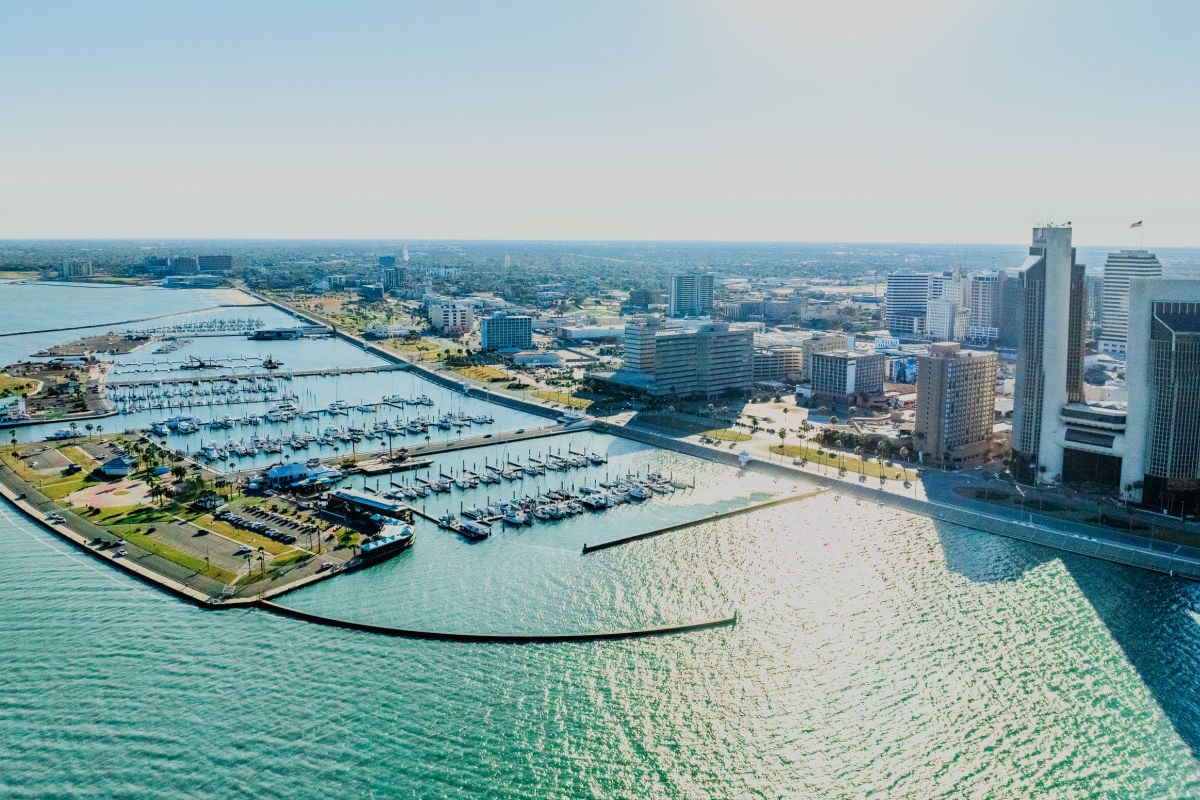 Aerial view of downtown Corpus Christi, TX
