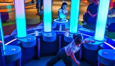 Interactive neon-lit play zone for children at DFWChild event.