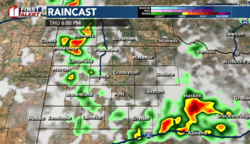 Isolated to scattered showers and storms are expected through the afternoon hours Thursday