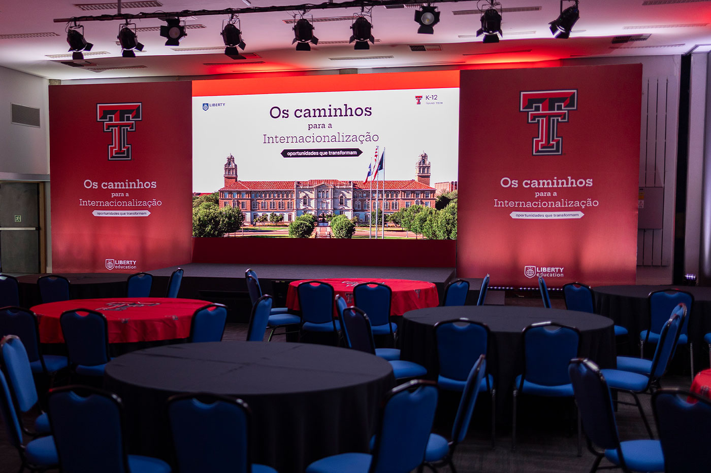 Event room with stage set up