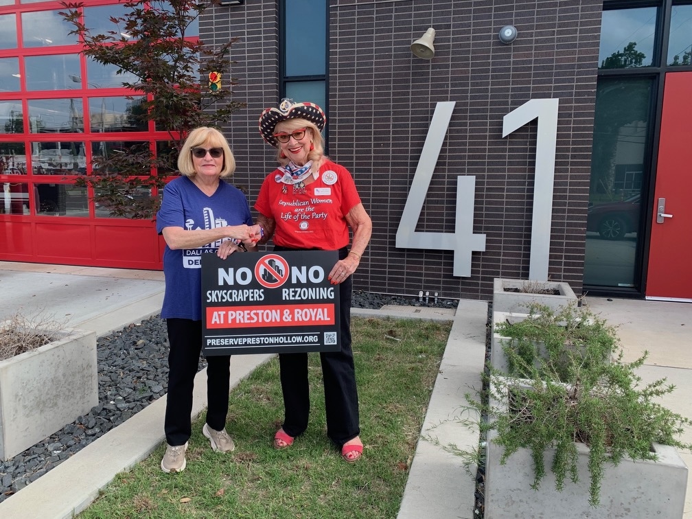 Marsha Gordon (left) and Diane Benjamin (right) serve as precinct chairs for the Democratic and Republican parties, respectively. This is the first time both women have the same sign in their yards.