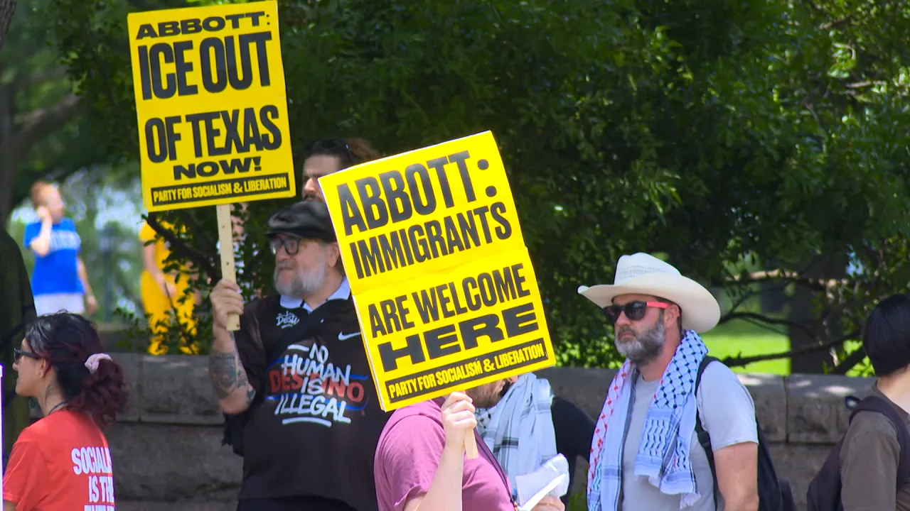 Protesters rally at Texas Capitol against Texas immigration law