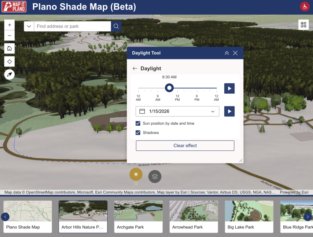 City launches interactive map showing park sunlight, shade patterns