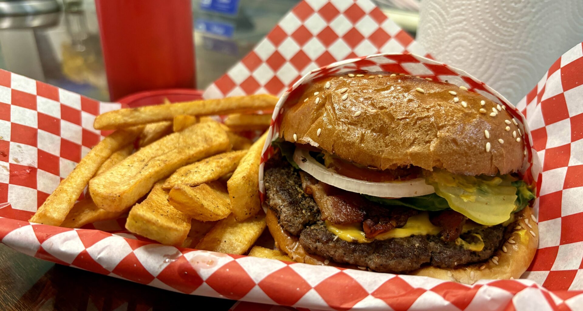 A burger and fries from Susan's in the Design District
